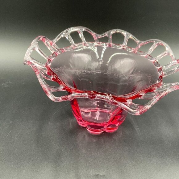 Vintage 1940’s Duncan Miller Glass Cranberry (Flash) Console Bowl - Picture 7 of 9